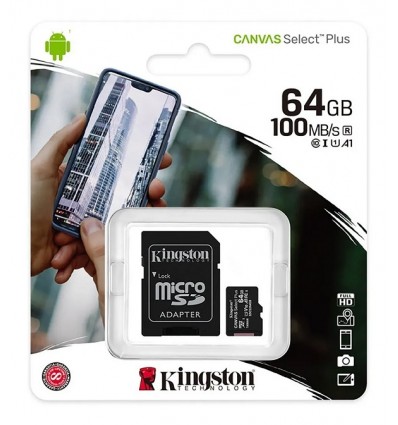 Tarjeta Memoria Kingston Canvas Plus Microsd 64gb 100mb/s A1