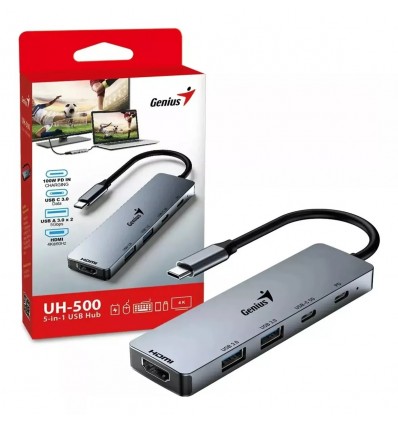 Adaptador Genius 5 En 1 Usb C a HDMI + USB