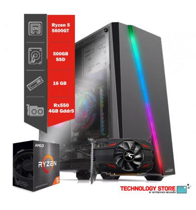 PC GAMER | Core i5-12400 RX 550 4GB Gddr5 |8GB DDR4 | SSD 480GB | Gabinete Sentey FS10