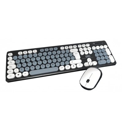 Kit Combo Teclado Y Mouse Inalambrico Gtc Cbg-027 Usb Optico Mouse Blanco Teclado Gris Oscuro