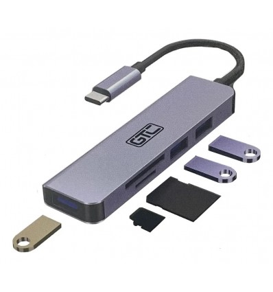 Multiplicador De Puertos X 4 Usb Hub Gtc Color Gris