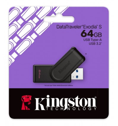 Kingston Usb Datatraveler Exodia S 64 Gb Usb-a 3.2 Gen 1