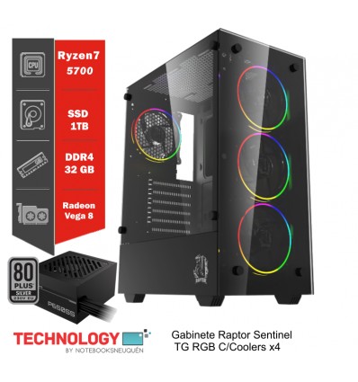 PC Gamer Ryzen 7-5700G | Ram 16 Gb | SSD 480gb |Gabinete Kelyx LC728