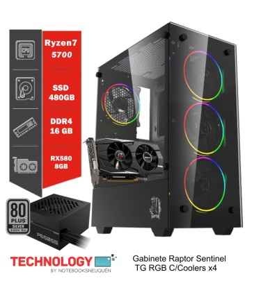 PC Gamer Ryzen 7-5700G | Ram 32 Gb | SSD 1TB |Gabinete SENTINEL RGB X 4
