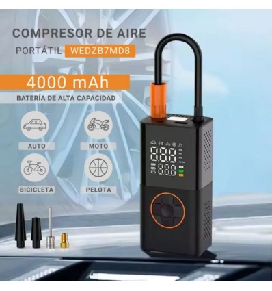 Compresor De Aire Portátil 150psi Mini Inflador Eléctrico De Neumaticos Recargable 4000mah