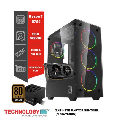 PC Gamer Ryzen 7-5700G | Ram 32 Gb | SSD 1TB |Gabinete SENTINEL RGB X 4