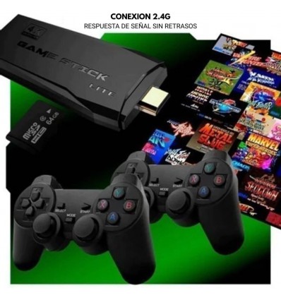 Consola Retro Game Stick Lite 64GB con 10.000 Juegos + 2 Joysticks Inalámbricos