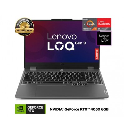 Notebook Lenovo LOQ , AMD Ryzen™ 7 7435HS, NVIDIA RTX 4050 6 GB , 24GB Ram, 512GB SSD, 15.6″ FHD