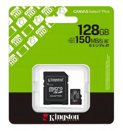 Tarjeta de memoria Kingston SDCS2SP Canvas Select Plus con adaptador SD 128GB