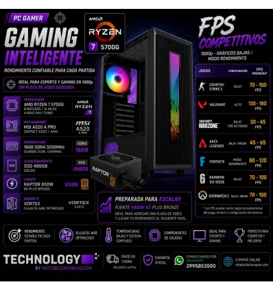 PC Gamer Ryzen 7-5700G 
