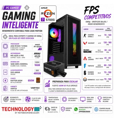PC Gamer Ryzen 7-5700G 