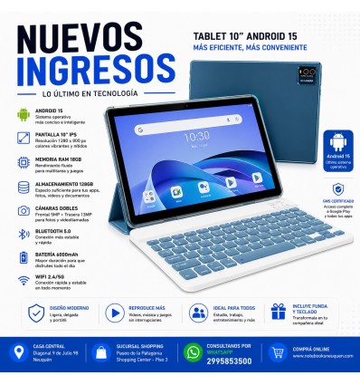 Tablet Iweggo Android 15 10-inch 18gb Ram 128gb Rom Color Azul Marino