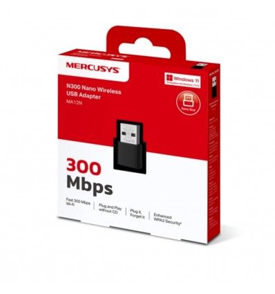 Adaptador wifi MA12N Nano P.RedW USB Mercusys 300Mbps
