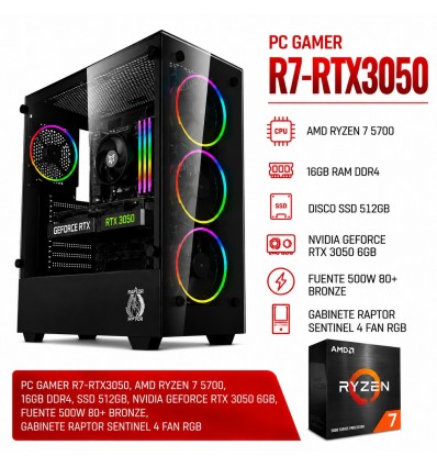Pc Gamer Ryzen 7-5700 | RTX 3050 6Gb DDr6 | Ram 16Gb | Disco M.2 500GB